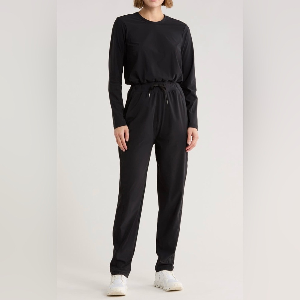 Sweaty Betty Explorer Long-Sleeve Drawstring Jumpsuit in Black